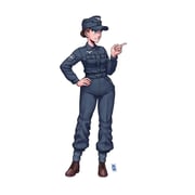 1girl artist_logo blue_jacket blue_pants boots brown_boots brown_hair buttons commentary field_cap full_body grey_eyes hair_bun hand_on_own_hip hat highres jacket lace-up_boots logo long_sleeves luftwaffe m43_field_cap military military_hat military_uniform original ostwindprojekt pants pants_tucked_in patch pocket pointing reichsadler shoulder_patch simple_background smile solo standing tachi-e teeth white_background world_war_ii rating:g score:19 post #7854607