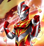 1boy alien animal_charm arm_guards charm_(object) clenched_hands collarbone color_timer colored_skin commentary compound_eyes dorsal_fin fang fiery_background fire giant giant_male glowing glowing_eyes gold_trim hands_up hanejidyna86 highres jewelry looking_down male_focus mebius_brace multicolored_skin muscular muscular_male no_pupils pectorals pendant red_skin silver_skin solo standing tokusatsu twitter_username two-tone_skin ultra_series ultraman_mebius ultraman_mebius_(mebius_burning_brave) ultraman_mebius_(series) upper_body white_eyes wrinkled_skin rating:g score:0 post #10172725