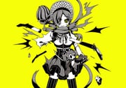 1girl abstract absurdres antique_firearm blonde_hair breasts candeloro charlotte_(madoka_magica) cheese corset doll drill_hair food gun highres magical_girl magical_musket mahou_shoujo_madoka_magica medium_breasts miniskirt rigel0310 skirt solo striped_clothes striped_thighhighs thighhighs tomoe_mami tomoe_mami_(magical_girl) twin_drills vertical-striped_clothes vertical-striped_thighhighs weapon witch_(madoka_magica) yellow_background rating:g score:1 post #10071092