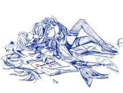 1boy 1girl absurdres blood blood_on_hands blood_stain blunt_bangs boy_on_top chinese_commentary closed_mouth dd16056094 genshin_impact hair_ornament highres japanese_clothes knee_up long_hair looking_down looking_up lying mole mole_under_eye monochrome mother_and_son on_back raiden_shogun scaramouche_(genshin_impact) simple_background white_background rating:g score:3 post #10175490