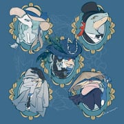 5others beak black_hat black_necktie blue_background blue_bow blue_coat blue_eyes blue_hair blue_hat bow braid brown_hat cavalier_hat clothed_pokemon coat conical_hat fangs feraligatr furry greninja hat highres inteleon lizard looking_at_viewer multiple_others necktie other_focus plume pokemon pokemon_(creature) primarina quaquaval red_eyes rendoll simple_background snout suit sun_hat through_medium through_painting tongue_scarf top_hat upper_body webbed_feet webbed_hands yellow_eyes rating:g score:5 post #10062859