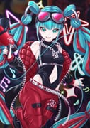 39 absurdres aqua_eyes aqua_hair assiette47 baggy_pants black_leotard breasts chain chain_necklace clothing_cutout detached_hair goggles goggles_on_head hatsune_miku highres holding holding_megaphone jacket jewelry leotard leotard_under_clothes magical_mirai_(vocaloid) magical_mirai_miku magical_mirai_miku_(2023) medium_breasts megaphone midriff multicolored_hair navel navel_cutout necklace official_alternate_costume official_alternate_hairstyle open_clothes open_jacket open_mouth pants red_hair red_jacket red_nails red_pants ring_hair_ornament sleeveless smile vocaloid rating:s score:3 post #10175077