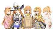 5girls :t >_< ^_^ absurdres bag beret bikini black_bow black_survival blush bow bowtie braid braided_twintails breasts brown_coat cardigan cleavage closed_eyes closed_mouth clothes_writing coat collared_shirt commentary crop_top cropped_hoodie crossed_arms crossed_bangs double-parted_bangs dress easel eternal_return:_black_survival eyewear_on_head frilled_bikini frills grey_dress hair_bow hair_bun hat hat_bow headphones headphones_around_neck high-low_dress highres holding holding_brush hood hoodie long_hair long_sleeves looking_at_object matgandaramjwi medium_breasts multicolored_dress multiple_girls multiple_persona navel off_shoulder open_cardigan open_clothes open_mouth orange_hair orange_shirt orange_skirt paintbrush pencil_in_hair pink_cardigan pink_hat plaid_clothes plaid_shirt plaid_skirt ponytail pout raised_inner_eyebrows shirt shoulder_bag simple_background single_side_bun skirt smile standing stomach straight_hair swimsuit tia_(black_survival) v-shaped_eyebrows very_long_hair wavy_hair white_background white_bikini white_bow white_bowtie white_hat white_shirt wide_sleeves witch_hat yellow_bow yellow_bowtie yellow_collar yellow_eyes yellow_hoodie rating:s score:0 post #10162080