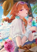 1girl absurdres aqua_bikini bikini bikini_under_clothes bird braid breasts chicken chicken_(food) choker cleavage commentary cup drink drinking_straw earrings english_commentary eyewear_on_head feather_earrings feathers food french_fries fried_chicken fruit green_choker hat highres hinataaoi_(iraiuketsukechuu) hololive hololive_english ice ice_cube jewelry kfp_employee_(takanashi_kiara) kotori_(takanashi_kiara) lemon lemon_slice long_hair looking_at_viewer official_alternate_costume open_mouth orange_hair purple_eyes solo straw_hat sun_hat sunglasses swimsuit takanashi_kiara takanashi_kiara_(casual) twin_braids virtual_youtuber rating:s score:23 post #10142238