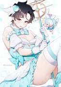 1boy 1girl :d >_< alternate_color alternate_costume angel_wings arona_(blue_archive) bare_shoulders between_thighs black_hair blue_archive blue_archive_the_animation blue_bow blue_bowtie blue_gemstone blue_hair blue_shirt blue_skirt blush bow bow_hairband bowtie brown_eyes chibi chibi_inset clenched_hands commentary cosplay crossdressing crossdressing_(mtf) curtained_hair detached_collar detached_sleeves embarrassed flying_sweatdrops forehead frilled_skirt frills gem gloves hair_ornament hair_over_one_eye hairband halo heart heart_halo highres holding holding_staff knees_up large_pectorals long_bangs long_sleeves looking_at_viewer low_neckline mage_staff magical_girl male_focus manboobs miniskirt nipple_slip nipples notice_lines one_eye_covered open_mouth panties pantyshot pectoral_cleavage pectorals pink_halo pleated_skirt plump puffy_detached_sleeves puffy_sleeves raised_inner_eyebrows sailor_collar sailor_shirt school_uniform sensei_(blue_archive) sensei_(blue_archive_the_animation) sera_razere serafuku shirt short_hair simple_background sitting skindentation skirt skirt_set smile solo_focus staff star_(symbol) suzumi_(blue_archive) suzumi_(blue_archive)_(cosplay) suzumi_(magical)_(blue_archive) sweatdrop thighhighs thighs traditional_bowtie twitter_username underwear very_short_hair waist_bow white_background white_bow white_bowtie white_gloves white_hairband white_panties white_sailor_collar white_skirt white_sleeves white_thighhighs white_wings wing_hair_ornament wings winter_uniform xd rating:q score:11 post #10163470