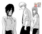 1boy 2girls blush chainsaw_man choker commentary_request denji_(chainsaw_man) distracted_boyfriend_(meme) hair_between_eyes hair_down highres korean_commentary long_hair looking_at_another looking_back makima_(chainsaw_man) meme multiple_girls musical_note necktie photo_inset reze_(chainsaw_man) ringed_eyes shirt short_hair sidelocks simple_background sleeveless sleeveless_shirt spoken_musical_note white_background wwggqqmm rating:g score:11 post #10032890