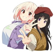 2girls absurdres asdf_4532 back-to-back black_hair blonde_hair blush bob_cut brown_shirt brown_sweater_vest closed_mouth fingernails grey_jacket grin hat highres inoue_takina jacket long_hair long_sleeves looking_at_viewer lycoris_recoil multiple_girls nishikigi_chisato one_side_up purple_eyes red_eyes red_hat shirt short_hair simple_background smile sweater sweater_vest v white_background white_sweater rating:g score:9 post #10170334