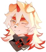1boy apizbau arknights closed_mouth colored_tips english_commentary fang furry furry_male horns hung_(arknights) komainu_boy komainu_ears looking_at_viewer male_focus multicolored_hair one_eye_closed single_horn skin_fang smile upper_body white_background rating:g score:2 post #10156591