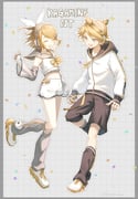 1boy 1girl absurdres black_sailor_collar black_shorts black_socks blonde_hair bow bowtie breasts character_name closed_eyes commentary confetti crop_top detached_sleeves full_body grey_background grey_eyes grey_sailor_collar grey_sleeves grey_socks grid_background hair_ornament hair_ribbon hairclip headphones highres holding_hands hood hood_down hooded_jacket jacket kagamine_len kagamine_len_(nt) kagamine_rin kagamine_rin_(nt) ktori looking_at_another loose_socks midriff open_mouth piapro_studio ponytail ribbon sailor_collar shoes short_hair short_ponytail shorts small_breasts smile socks swept_bangs vocaloid white_jacket white_ribbon white_shoes yellow_bow yellow_bowtie rating:g score:0 post #10176508