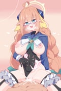 1boy 1girl absurdres ahoge black_gloves black_leotard blue_archive blue_eyes blue_shrug blush braid breasts clothed_sex clothing_aside commentary_request covered_navel cowgirl_position cum cum_overflow feather_hair glasses gloves halo heart hetero highres kazahari_kazuho large_breasts leotard leotard_aside long_hair nipples official_alternate_costume orange_hair pink_background sex shimiko_(blue_archive) shimiko_(magical)_(blue_archive) shrug_(clothing) straddling thighs twin_braids vaginal very_long_hair yellow_halo rating:e score:27 post #10173725