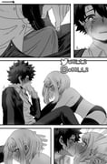 1boy 1girl backlighting blush boku_no_hero_academia bra bulge comic commentary covering_own_mouth emphasis_lines english_commentary erection erection_under_clothes greyscale groping hetero highres instagram_username jacket kiss male_underwear midoriya_izuku monochrome mu_1_2 panties pants scar scar_on_cheek scar_on_face scar_on_hand shirt silent_comic suit thighhighs trembling twitter_username underwear uraraka_ochaco watermark rating:q score:3 post #10171315