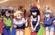 +++ 4girls ;d aged_up bag bare_arms bare_shoulders black_eyes black_hair black_skirt blonde_hair blue_eyes blue_pants blue_skirt blurry blurry_background breast_pocket breasts brown_eyes commentary crossover dress ear_piercing earclip english_commentary green_shirt grey_hair grin hair_between_eyes hair_ornament hairclip highres ijiranaide_nagatoro-san jewelry kitagawa_marin komi-san_wa_komyushou_desu komi_shouko large_breasts long_hair looking_at_another low_ponytail meme multiple_crossover multiple_girls nagatoro_hayase off-shoulder_shirt off_shoulder one_eye_closed pants piercing pink_eyes pocket ponytail ring shirt short_hair shorts skirt smile sono_bisque_doll_wa_koi_wo_suru the_dress_(meme) tina_fate uzaki-chan_wa_asobitai! uzaki_hana wedding_ring white_shorts rating:s score:157 post #6310464