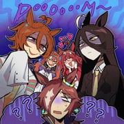5girls >_< ? ?? agnes_tachyon_(tach-nology)_(umamusume) agnes_tachyon_(umamusume) ahoge black_coat black_gloves blunt_bangs blunt_ends blush brown_hair closed_mouth coat collared_shirt commentary contrast_collar daiwa_scarlet_(peak_blue)_(umamusume) daiwa_scarlet_(umamusume) english_commentary epaulettes expressive_hair gloom_(expression) gloves grey_shirt hair_between_eyes hair_intakes hair_over_one_eye hand_up hands_on_own_face heart highres lab_coat long_hair_between_eyes long_sleeves manhattan_cafe_(creeping_black)_(umamusume) manhattan_cafe_(umamusume) mel_(koginaki) multicolored_hair multiple_girls necktie no_pupils open_clothes open_coat open_mouth parted_lips red_desire_(umamusume) red_hair shaded_face shirt short_hair sleeves_past_fingers sleeves_past_wrists smile sweat sweater turn_pale umamusume vodka_(umamusume) vodka_(wild_top_gear)_(umamusume) white_coat white_hair white_shirt yellow_eyes yellow_necktie yellow_sweater rating:g score:19 post #10166783