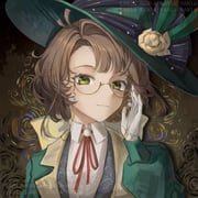 1girl :3 adjusting_eyewear artist_name bow brown_background brown_hair closed_mouth collared_shirt eyewear_strap feathers flower glasses gloves green_eyes green_feathers green_hat green_jacket hair_bow hand_up hat hat_feather hat_flower highres jacket kakania_(reverse:1999) long_hair looking_at_viewer neck_ribbon picture_hat ranla red_ribbon reverse:1999 ribbon round_eyewear semi-rimless_eyewear shadow shirt solo under-rim_eyewear upper_body white_gloves white_shirt yellow_bow yellow_flower rating:g score:5 post #10113512