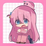 1girl absurdres arata_yasiki black_skirt blue_eyes bocchi_the_rock! border chibi chibi_only commentary_request cube_hair_ornament gotoh_hitori gotoh_hitori_(tsuchinoko) grid_background hair_between_eyes hair_ornament highres jacket knees_up long_bangs long_hair long_sleeves looking_at_viewer miniskirt no_nose open_mouth outline outside_border pants pants_under_skirt pink_border pink_hair pink_jacket pink_pants shaded_face sitting skirt solo track_jacket track_pants twitter_username very_long_hair watermark white_background white_outline rating:g score:0 post #10175083