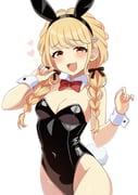 1girl :d animal_ear_hairband animal_ears bare_shoulders black_hairband black_leotard black_ribbon blonde_hair blush bow bowtie braid breasts cleavage commentary_request cowboy_shot detached_collar fake_animal_ears fake_tail fang fujita_kotone gakuen_idolmaster hair_ribbon hairband hand_up heart highleg highleg_leotard highres idolmaster leotard long_hair looking_at_viewer low_twin_braids medium_breasts open_mouth playboy_bunny rabbit_ear_hairband rabbit_ears rabbit_tail raised_inner_eyebrows red_bow red_bowtie ribbon sakura_ran simple_background skin_fang smile solo strapless strapless_leotard swept_bangs tail traditional_bowtie twin_braids white_background white_wrist_cuffs wrist_cuffs rating:s score:17 post #10172574