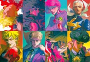 6+boys afro animal aqua_background battle_tendency birthmark black_eyes black_hair black_nails black_robe black_shirt blonde_hair blood blood_from_mouth blood_on_clothes blood_on_face blood_on_hands blue_eyes blue_hair bow cassock coat commentary_request cross curly_hair dark-skinned_male dark_skin diamond_wa_kudakenai diego_brando different_shadow digital_media_player dio_brando earphones earrings enrico_pucci evil_grin evil_smile formal_clothes funny_valentine green_headband green_helmet green_jacket green_lips green_necktie grin headband helmet highres holding holding_animal holding_digital_media_player holding_earphones holding_frog horns jacket jewelry jojo_no_kimyou_na_bouken jojolion jonathan_joestar kars_(jojo) killer_queen kira_yoshikage long_hair long_sleeves looking_at_viewer male_focus multiple_boys necktie nosebleed phantom_blood pink_coat pink_hair pointing pointing_at_viewer purple_jacket purple_sleeves purple_sweater red_eyes robe shirt short_hair smile star_(symbol) star_print stardust_crusaders steel_ball_run stone_ocean suit suit_jacket sweater tooru_(jojolion) turtleneck turtleneck_sweater upside-down uu0000322 vampire vento_aureo very_short_hair vinegar_doppio white_background white_hair white_shirt yellow_bow yellow_eyes yellow_jacket rating:q score:2 post #10006572