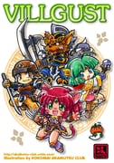 2boys 2girls ahoge armor artist_name axe battle_axe black_armor black_eyes blue_eyes blue_gloves blue_pants blue_shirt book boots bostov_(villgust) breastplate brown_boots cape chest_guard chibi circle_name circlet claw_(weapon) commentary_request copyright_name facial_mark fangs faulds fingerless_gloves fingernails furry furry_male ghost ghost_tail gloves green_eyes green_hair hairband helmet highres holding holding_axe holding_book holding_shield holding_staff holding_sword holding_weapon katana kokomahi kouryuu_densetsu_villgust looking_at_viewer looking_back medium_hair miniskirt multiple_boys multiple_girls murobo_(villgust) nail_polish open_book open_mouth pants pink_shirt pink_skirt ponytail pumpkin pumpkin_head purple_armor purple_boots purple_shirt red_eyes red_hair remi_(villgust) ryuquir_(villgust) sharp_fingernails shield shirt short_hair shoulder_armor skirt smile staff sword weapon web_address white_cape white_hairband yellow_nails yellow_pants rating:g score:1 post #10165720