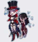 2girls absurdres barefoot beaded_eyelashes black_hair blackberreh-art blush body_horror boots breasts bug cleavage colored_skin deformed design_speculation doll_joints dress drooling eyelashes fishnet_thighhighs fishnets flower grin guro hair_over_one_eye hat heart heart-shaped_pupils highres holding_hands hole_in_arm hole_in_chest hole_in_face hole_in_leg hole_on_body injury jacket jane_prentiss jewelry joints lips long_hair makeup mannequin multiple_girls nikola_orsinov red_dress red_flower red_hair red_lips red_rose rose short_hair simple_background smile symbol-shaped_pupils the_magnus_archives thighhighs trypophobia walking wasp white_skin yuri rating:s score:1 post #10157686