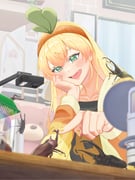 1girl black_shirt blonde_hair blurry blush bug bug_cage camera character_print collarbone commentary_request crossed_bangs depth_of_field fang green_eyes hairband hand_on_animal hand_on_own_cheek hand_on_own_face heart heart-shaped_pupils hercules_beetle highres hololive indoors jacket long_hair momosuzu_nene mu-chu nail_polish nekko_(momosuzu_nene) official_alternate_costume official_alternate_hairstyle open_mouth orange_hairband orange_jacket rhinoceros_beetle shirt sidelocks solo stag_beetle symbol-shaped_pupils virtual_youtuber yellow_nails rating:g score:2 post #10175857