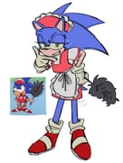 1boy adventures_of_sonic_the_hedgehog animal_ears animal_nose apron blue_fur blush closed_mouth commentary crossdressing crossdressing_(mtf) derivative_work dress duster english_commentary feather_duster full_body furry furry_male gloves green_eyes highres looking_at_viewer maid maid_headdress male_focus male_maid official_alternate_costume red_dress red_shoes screenshot_inset shoes simple_background smile solo sonic_(series) sonic_the_hedgehog standing sweatdrop tail waist_apron white_apron white_background white_gloves xue_gin rating:g score:7 post #8601818