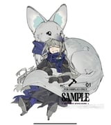1girl animal ankle_boots bkornblume black_boots black_coat black_gloves blue_neckerchief blue_pantyhose blue_scarf boots closed_eyes coat ein_(einnnn) fennec_fox full_body gloves grey_hair high_heels highres leaning_on_animal long_hair neckerchief open_mouth oversized_animal pantyhose reverse:1999 sample_watermark scarf sitting smile solo watermark rating:g score:3 post #10146507
