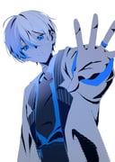 1boy aoyagi_touya blue_eyes blue_hair call_boy_(vocaloid) clenched_teeth collared_shirt hashtag-only_commentary highres jewelry lapels long_sleeves looking_at_viewer male_focus multicolored_hair notched_lapels outstretched_arm outstretched_hand project_sekai ring shiba_yoyoyo shirt short_hair simple_background solo split-color_hair teeth turtleneck two-tone_hair upper_body white_background rating:g score:0 post #10173368