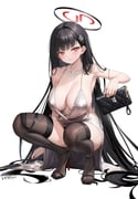 1girl absurdly_long_hair absurdres bag black_hair black_nails black_thighhighs blue_archive breasts cleavage dress full_body glitter_dress hair_ornament halo handbag high_heels highres jewelry large_breasts long_hair looking_at_viewer nail_polish necklace parted_lips plunging_neckline red_eyes rio_(blue_archive) silver_dress simple_background solo squatting thighhighs thighs toenail_polish toenails toes very_long_hair white_background xnnagu rating:s score:57 post #10139760