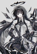 1girl absurdres arknights ascot black_ascot black_eyes black_gloves black_hair black_halo black_skirt black_thighhighs bochishiraita bow_(music) bright_pupils chromatic_aberration closed_mouth collared_shirt cowboy_shot dark_halo detached_wings elbow_gloves gloves grey_background halo hashtag-only_commentary highres holding holding_bow_(music) holding_instrument instrument long_hair looking_at_viewer shirt simple_background skirt smile solo standing thighhighs virtuosa_(arknights) white_pupils white_shirt wings rating:g score:15 post #10151135