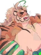 1boy ahoge animal_ears bahamut_(bahamunoaka9) bara blush forked_eyebrows furry furry_male happy highres hombre_tigre_(housamo) huge_eyebrows huge_pectorals male_focus muscular muscular_male solo thick_eyebrows tiger_boy tiger_ears tokyo_afterschool_summoners unfinished upper_body white_hair rating:s score:2 post #7952808