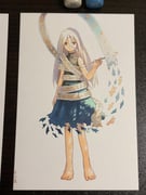 1girl arrow_(projectile) art_tools_in_frame bare_shoulders barefoot black_dress blue_dress closed_mouth commentary_request dress expressionless feet full_body highres holding holding_arrow long_bangs long_hair looking_at_viewer marker marker_(medium) red_ribbon_army shiratama_(hockey) sleeveless sleeveless_dress solo standing toes torn_clothes torn_dress touhou traditional_media turtleneck turtleneck_dress white_background white_hair yuiman_asama rating:g score:10 post #9908250