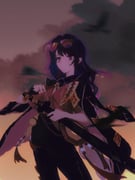 1girl alternate_costume alternate_universe black_jacket black_pants blunt_bangs braid chinese_commentary closed_mouth cloud cloudy_sky collared_jacket collared_shirt dawn expressionless eyewear_on_head from_side genshin_impact gradient_background highres holding holding_sword holding_weapon jacket jacket_on_shoulders katana leaning_to_the_side long_hair long_sleeves looking_to_the_side momogourami multicolored_hair no_mole open_clothes open_jacket orange_sky pants purple_eyes purple_hair raiden_shogun shade shirt single_braid sky sleeves_rolled_up solo standing streaked_hair sunglasses sunset sword upper_body weapon rating:g score:1 post #10175434