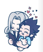 105zz 2boys :3 arm_around_waist black_hair black_jacket blue_shirt chibi chibi_only closed_eyes cropped_torso cross_scar earrings final_fantasy final_fantasy_vii grey_hair hair_slicked_back hand_on_another's_chest jacket jewelry long_hair male_focus multiple_boys open_mouth parted_bangs scar scar_on_cheek scar_on_face sephiroth shirt sideburns single_earring smile white_background yaoi zack_fair rating:s score:0 post #10173946