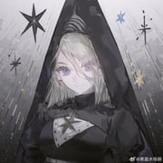 1girl black_dress black_hat black_veil blonde_hair breasts closed_mouth dress escoffion eyes_visible_through_hair hair_between_eyes hat heilanshuimuchu hennin highres juliet_sleeves long_sleeves looking_at_viewer original puffy_sleeves purple_eyes short_hair smile solo star_(symbol) star_in_eye symbol_in_eye upper_body veil rating:g score:3 post #9905704