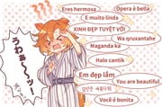 1girl >_< animal_ears blush closed_eyes commentary_request cowboy_shot ears_down english_commentary english_text hands_up highres horse_ears horse_girl horse_tail indonesian_text italian_text japanese_clothes kimono korean_text long_sleeves mixed-language_commentary mixed-language_text multilingual_text nnmkmwakaranai nose_blush open_mouth orange_hair polka_dot polka_dot_background portuguese_text short_hair spanish_text sweat t.m._opera_o_(umamusume) tail translation_request umamusume vietnamese_text white_kimono wide_sleeves rating:g score:21 post #9800403