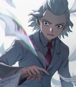 1boy absurdres bags_under_eyes black_eyes bui_(buupopopopopo) chromatic_aberration collared_shirt dr._stone formal_clothes grey_hair grey_jacket grey_shirt hair_slicked_back hand_up highres jacket long_sleeves looking_at_viewer male_focus necktie open_mouth paper red_necktie school_uniform shirt short_hair solo suit teeth u.a._school_uniform upper_body white_background xeno_(dr.stone) rating:g score:0 post #10174561