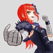 1girl aqua_eyeshadow bandaged_arm bandaged_hand bandages black_dress breasts dress eyeliner eyeshadow facial_mark fire_emblem fire_emblem_engage fuburon_84 fur_sleeves highres makeup orange_hair panette_(fire_emblem) red_eyeliner short_bangs small_breasts stitched_mouth stitches rating:g score:0 post #10175484