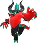 1boy 3d absurdres aqua_hair black_horns black_skin bracelet claws colored_sclera colored_skin demon_boy forked_eyebrows full_body grey_horns highres horns jewelry jumping leg_up lizard_tail looking_at_viewer male_focus mario_&_sonic_(series) mario_&_sonic_at_the_rio_2016_olympic_games multicolored_skin official_art purple_eyes reaching reaching_towards_viewer red_skin short_hair shoulder_spikes simple_background solo sonic_(series) spiked_bracelet spikes striped_horns tail thick_eyebrows third-party_source topknot transparent_background two-tone_skin v-shaped_eyebrows yellow_sclera zavok_(sonic) rating:g score:0 post #7945760