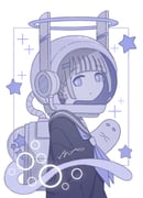 black_shirt blue_eyes blue_neckerchief from_side ghost grey_sailor_collar halo helmet highres inset_border looking_at_viewer looking_to_the_side neckerchief omochi_noa original sailor_collar school_uniform serafuku shirt short_hair signature space_helmet star_(symbol) upper_body white_background rating:g score:0 post #10175882
