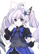 1girl ahoge alternate_color alternate_eye_color black_gloves black_jacket black_skirt blue_archive blue_bow blue_bowtie blue_skirt bow bowtie broken_halo brooch clenched_hands closed_mouth commentary cropped_jacket dark_persona dot_nose drill_hair eiraku_tee empty_eyes fighting_stance gloves grey_eyes grey_shirt hair_ornament halo hands_up jacket jewelry layered_skirt lone_nape_hair long_hair looking_at_viewer magical_girl multicolored_hair overskirt paint_chat_(medium) pale_skin pink_hair pink_halo pleated_skirt puffy_short_sleeves puffy_sleeves purple_hair reisa_(blue_archive) reisa_(magical)_(blue_archive) serious shirt short_sleeves simple_background skirt solo star_(symbol) star_hair_ornament star_halo twin_drills twintails two-tone_hair upper_body v-shaped_eyebrows white_background wing_hair_ornament rating:g score:7 post #10174118