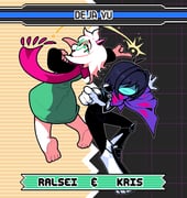 1boy 1other acenth black_hair capelet character_name commentary deltarune english_commentary full_body furry furry_male glasses gloves goat horns kris_(dark_world)_(deltarune) kris_(deltarune) pink_capelet pink_scarf ralsei scarf short_hair sonic_(series) sonic_advance_(series) sonic_advance_3 utdr_(toby_fox) white_gloves white_hair rating:g score:10 post #9613707