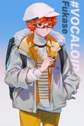 1boy alternate_costume asertr backpack bag bandaged_neck bandages bandaid bandaid_on_face bandaid_on_nose bespectacled black-framed_eyewear black_bag blue_sky cellphone character_name closed_mouth collared_shirt commentary copyright_name cowboy_shot crossed_bandaids day fukase fur-trimmed_jacket fur_trim glasses gradient_sky grey_jacket grey_sky hand_in_pocket hat holding holding_phone jacket layered_sleeves long_sleeves looking_ahead male_focus newsboy_cap open_clothes open_jacket open_shirt orange_pants orange_shirt outdoors pants phone puffy_long_sleeves puffy_sleeves rectangular_eyewear shirt short_hair sky smartphone smile solo standing striped_clothes striped_shirt torn_clothes torn_shirt vocaloid white_hat white_shirt rating:g score:1 post #10172920