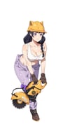 1girl absurdres alternate_costume animal_ear_helmet animal_helmet black_hair boots braid breasts brown_boots brown_gloves circular_saw cleavage closed_mouth collarbone commentary construction_worker firstdayiyui full_body gloves hair_over_shoulder hair_ribbon hanekawa_tsubasa hard_hat helmet highres holding_saw large_breasts leaning_forward long_hair monogatari_(series) navel overalls overalls_pull purple_eyes purple_overalls purple_ribbon ribbon saw simple_background solo standing tank_top white_background white_tank_top work_boots yellow_helmet yellow_ribbon rating:s score:3 post #10112900