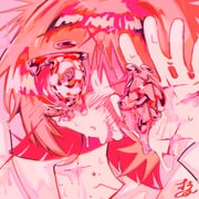 1girl absurdres blush edanoma_meu hand_up highres long_hair looking_at_viewer original portrait red_theme solo sparkle tears rating:s score:0 post #10175871