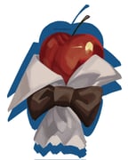 apple apple_(reverse:1999) black_bow black_bowtie bow bowtie drop_shadow food fruit fruit_focus highres no_humans reverse:1999 saramin still_life traditional_bowtie white_background rating:g score:0 post #10168640