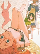 3girls animal_ears apron asimov_(spindle_(aidenr0)) black_hairband blue_dress blue_eyes brown_hair brown_panties caught dress feet felt_(spindle_(aidenr0)) ghost ghost_tail giving_up_the_ghost green_eyes green_shirt grey_tank_top hairband highres multiple_girls original ottilie_(spindle_(aidenr0)) panties pink_hair ponytail rabbit_ears rabbit_girl rabbit_tail rubber_band shirt short_hair single_bare_shoulder spindle_(aidenr0) table tail tank_top underwear white_hair yellow_apron rating:s score:11 post #10175287