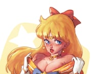 1girl aino_minako bishoujo_senshi_sailor_moon blonde_hair blue_eyes blush bow breasts choker cleavage collar_tug color_wheel_challenge earrings english_commentary gloves hair_bow highres jewelry lips long_hair looking_at_viewer magical_girl medium_breasts multiple_drawing_challenge orange_choker orange_sailor_collar red_bow sailor_collar sailor_senshi_uniform sailor_venus signature simple_background solo star_(symbol) star_earrings sweat swept_bangs upper_body white_gloves yaisirdrawz rating:s score:1 post #10171491