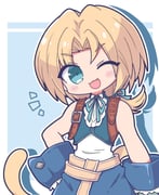 1boy :3 aqua_eyes aqua_ribbon bare_shoulders blonde_hair blue_background blue_pants blue_wrist_cuffs blush cat_tail cropped_vest final_fantasy final_fantasy_ix gloves grey_gloves hair_ribbon hand_on_own_hip highres long_hair low_ponytail male_focus neck_ribbon one_eye_closed open_mouth pants parted_bangs ponytail ribbon shirt smile solo tail tkyuff vest white_shirt wrist_cuffs zidane_tribal rating:g score:0 post #10173840