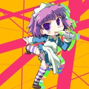 1girl apron blue_dress blush bob_cut chibi colorful dress drooling full_body futaba_channel holding holding_syringe large_syringe leg_up maid maid_headdress mouth_drool nijiura_maids oversized_object panties pantyshot pee_stain peeing peeing_self purple_eyes purple_hair sakurabe_notos short_hair striped_clothes striped_panties striped_thighhighs syringe thighhighs underwear yakui rating:e score:0 post #10175723