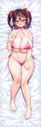 1girl absurdres ariduka_formica barefoot bed_sheet bikini black_dress black_hair black_shoes blush bow breasts cameltoe covered_nipples dakimakura_(medium) dress full_body groin guimpe hair_between_eyes hair_bow halterneck hand_on_own_chest hands_on_own_thighs headpiece heart heart_necklace heart_o-ring highres huge_breasts jewelry large_breasts long_dress long_sleeves looking_at_viewer lying medium_hair micro_bikini multicolored_hair navel necklace o-ring o-ring_bikini ogre_(illustogre) on_back open_mouth pink_bikini pink_hair red_bow red_hair shoes short_hair side-tie_bikini_bottom solo steaming_body streaked_hair string_bikini swimsuit thighs twintails virtual_ant_channel virtual_youtuber rating:q score:14 post #10164495